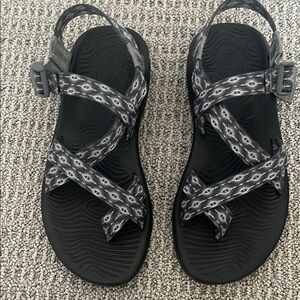 Chaco Black and Gray Patterned Sandals